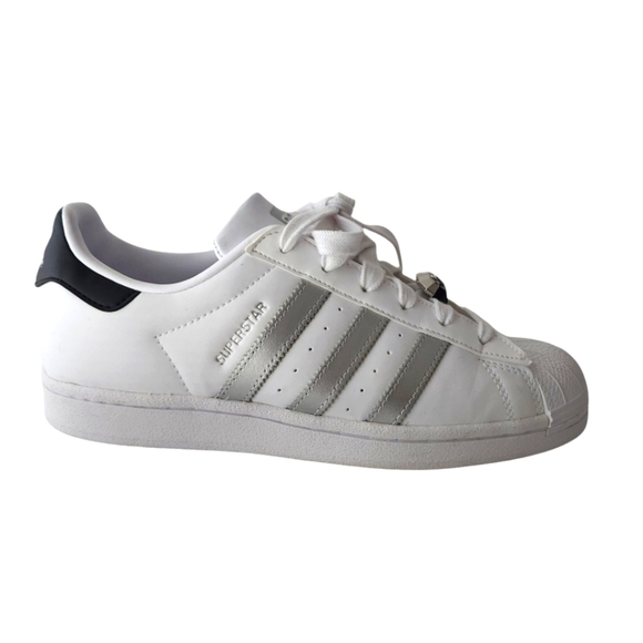 adidas Shoes - Adidas Superstar 7.5 White Silver Black Sneakers inspired by Paris